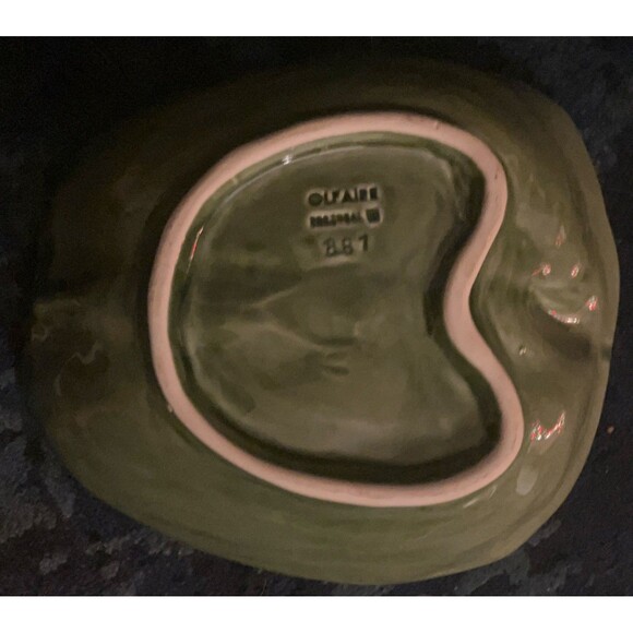 Vintage Olfaire Green Pepper Dish Bowl #867 Portugal 8' long x 7 1/4W x 2 1/4 H - Picture 3 of 6